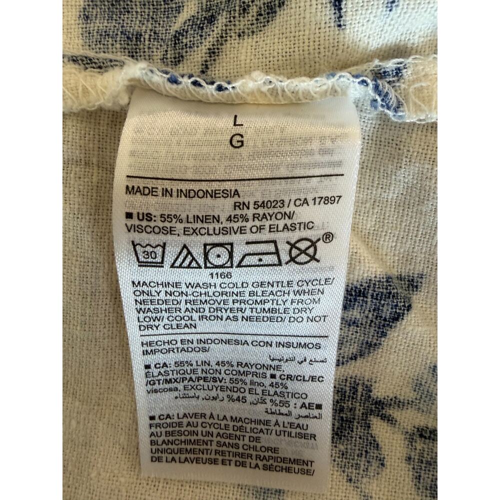 NWT Old Navy linen blend floral smocking romantic blue fit & flare midi dress-L - Picture 9 of 12